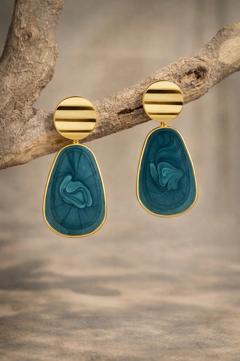 Women's Gold-Tone Teal Stone Drop Earrings