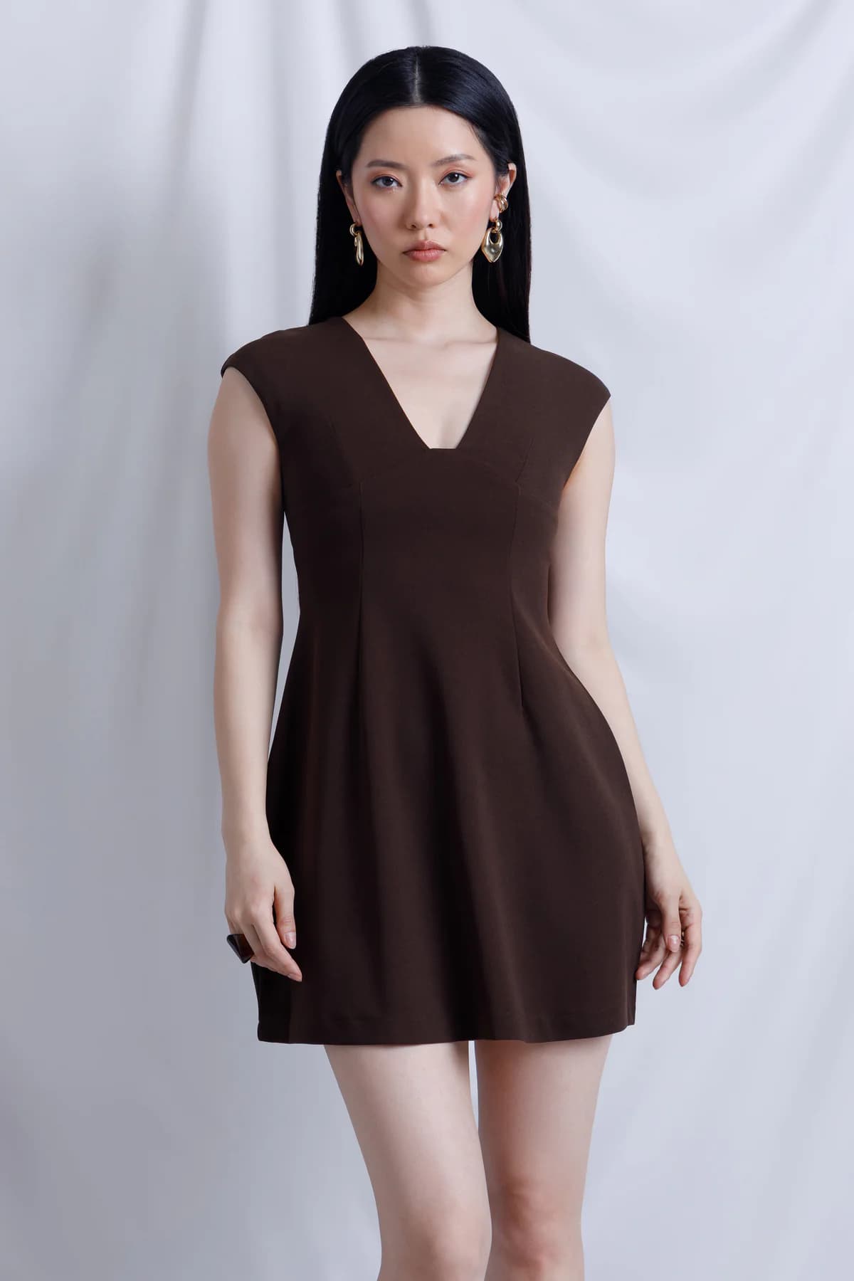 Women's Brown Casual Fit & Flared Solid Sleeveless Dress