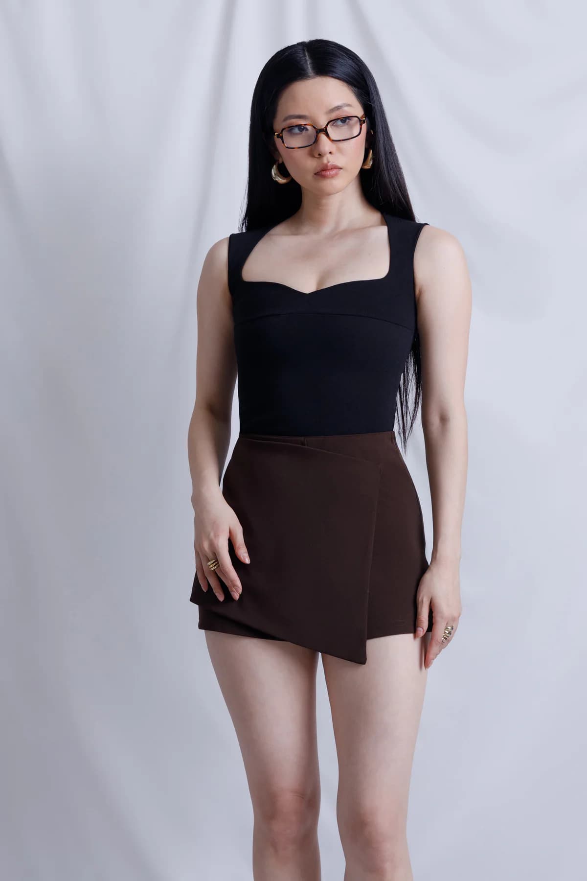 Women's Black Casual Slim Fit Solid Sleeveless Bodysuit