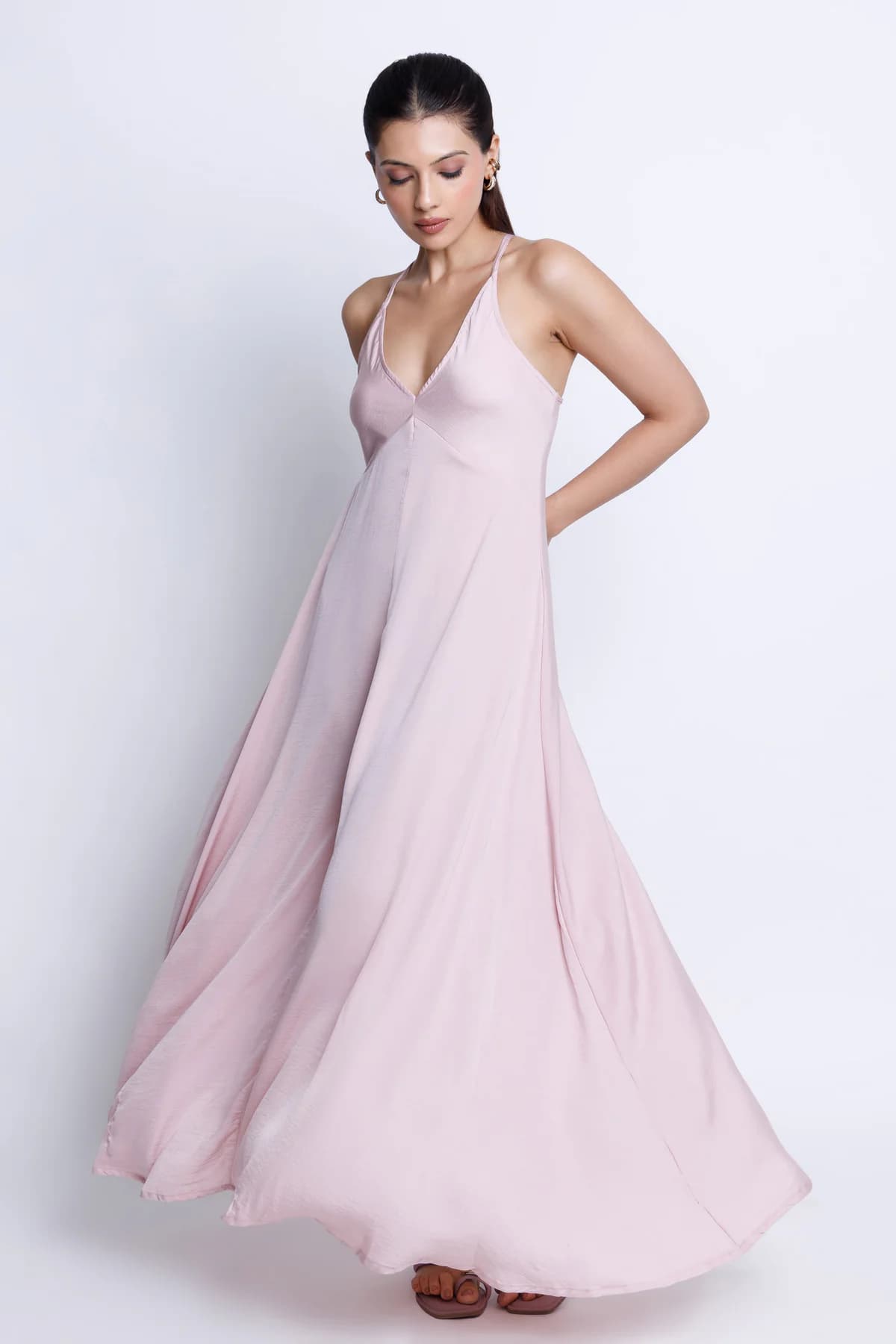 Women's Pink Casual Fit & Flared Solid Sleeveless Dress
