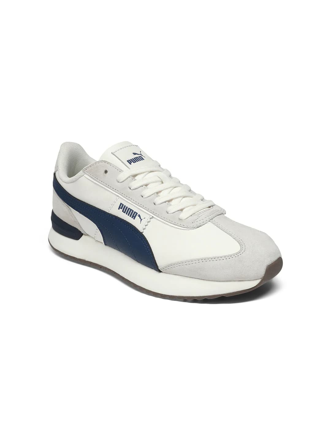 Men's Warm White-Persian Blue-Vapor Gray-Flat Bronze R78 Retro-Inspired Low-Top Round Toe Running Sneakers