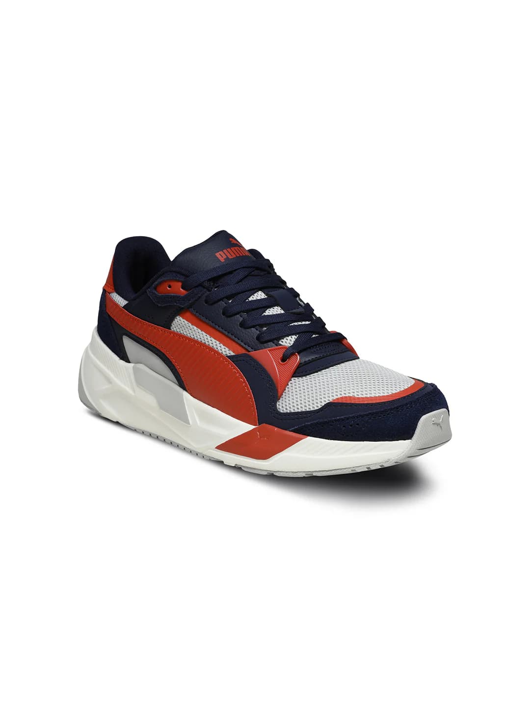 Unisex Cool Light Gray-Red Fire-Navy Trinity 2 Low-Top Round Toe Running Sneakers