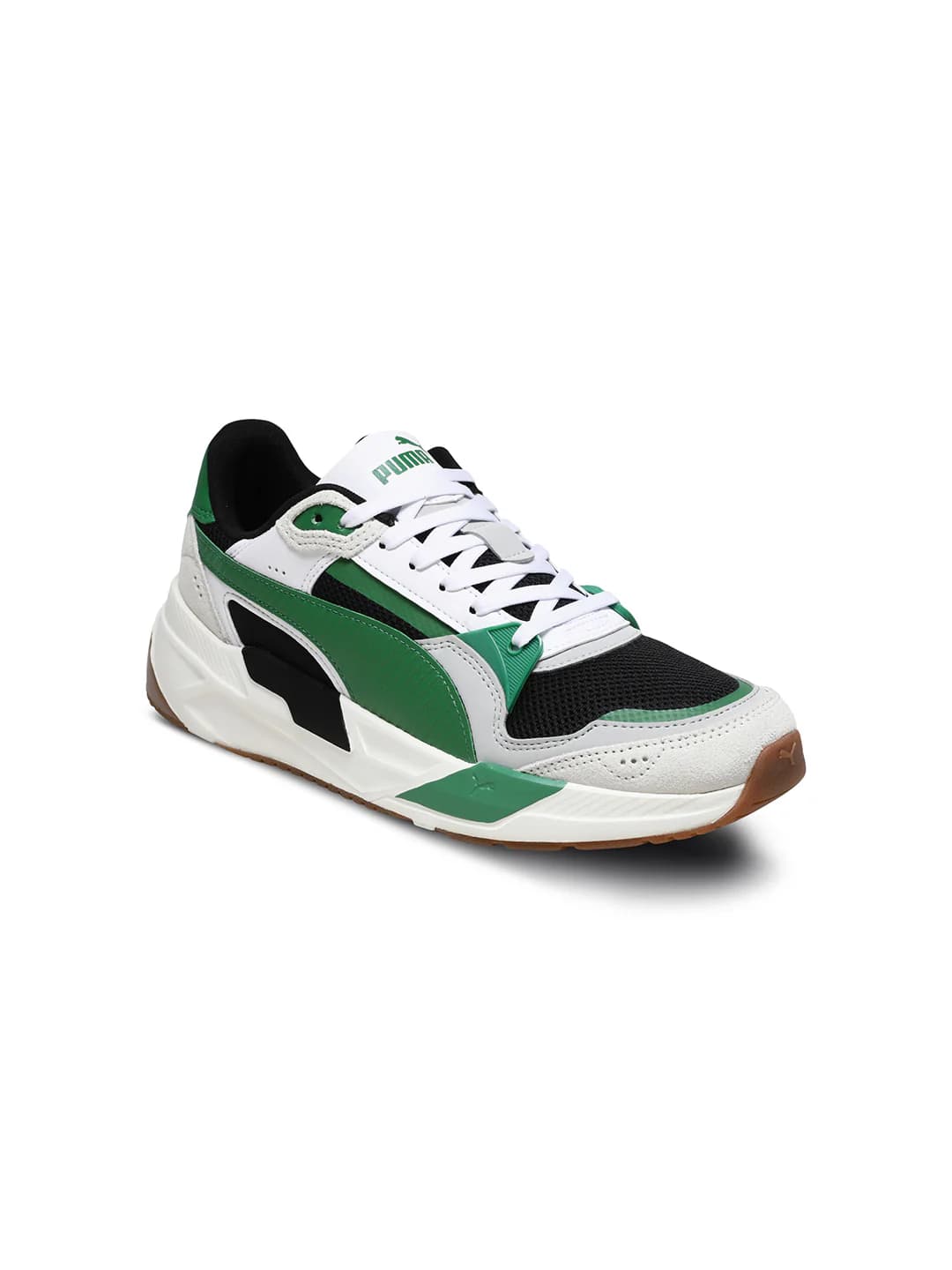 Unisex Black-Archive Green-White Trinity 2 Low-Top Round Toe Running Sneakers