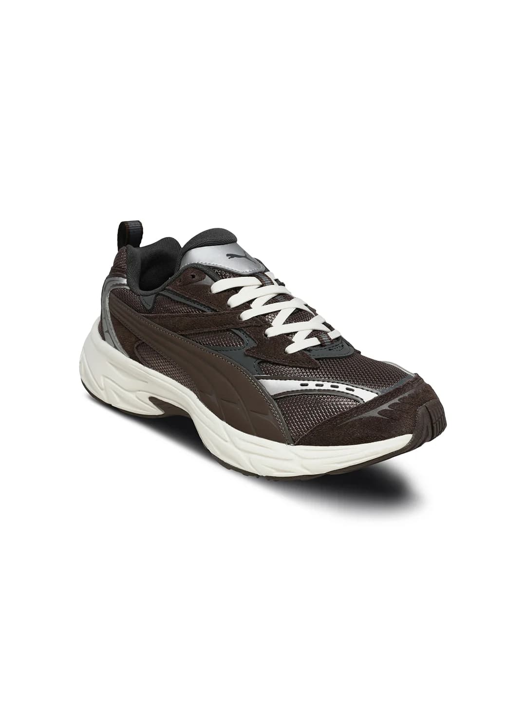 Unisex Flat Bronze-Frosted Ivory Morphic Retro Low-Top Round Toe Running Sneakers