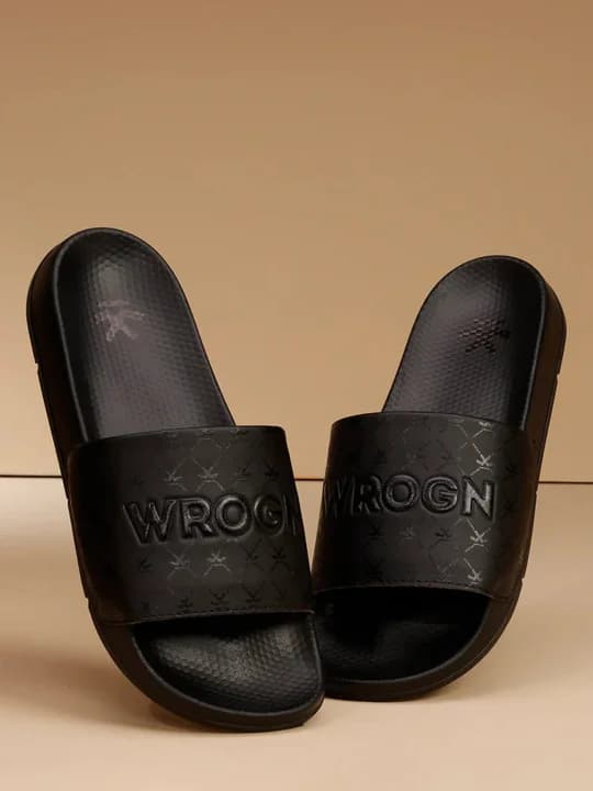 Men's Black Casual Low-Top Polyurethane Slides