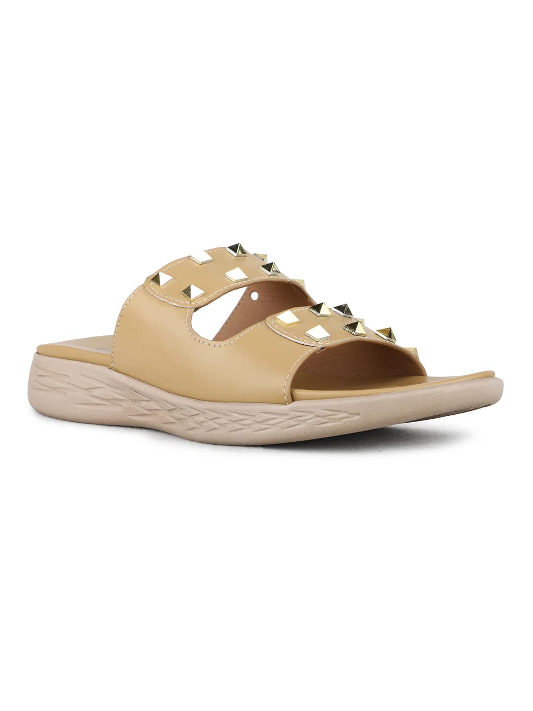 Women's Beige Traditional Round Toe Wedges Sandals