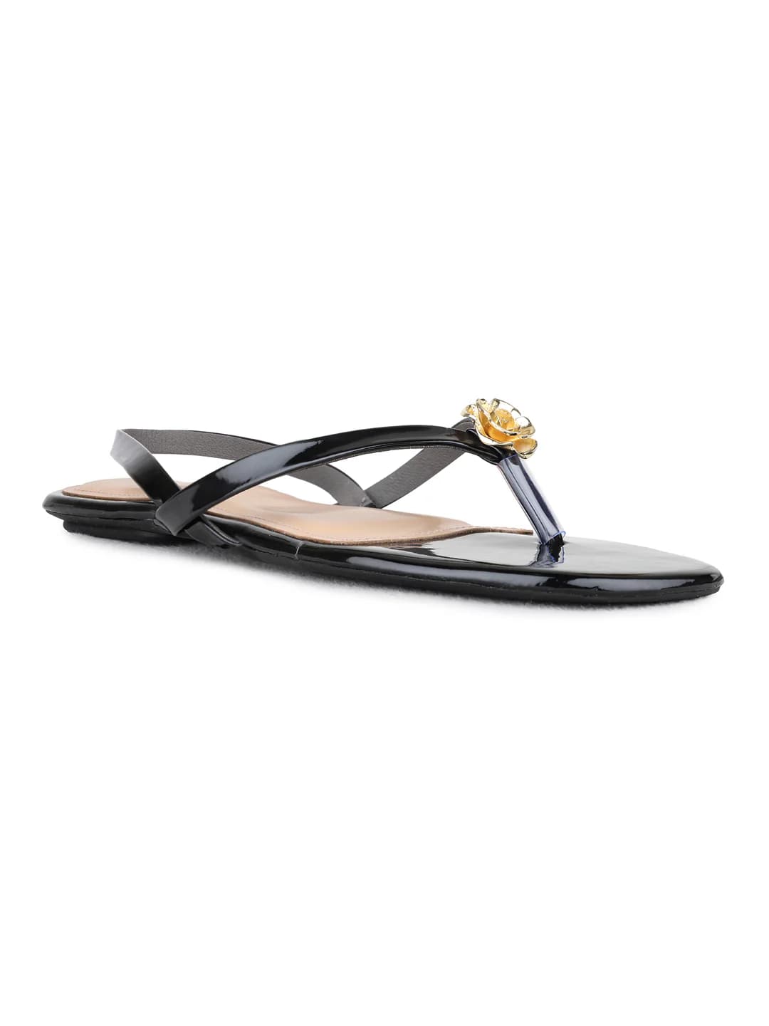 Women's Black Casual Round Toe Slingback Sandals