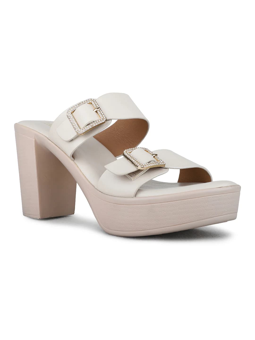 Women's Cream Casual Round Toe Slip-On Sandals