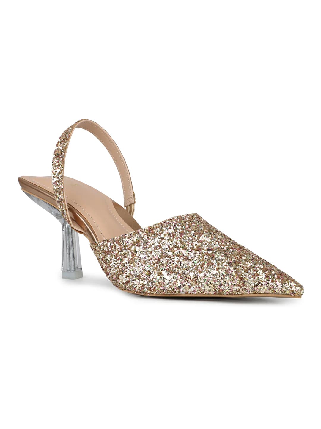 Women's Rose Gold Casual Pointy Toe Slingback Sandals