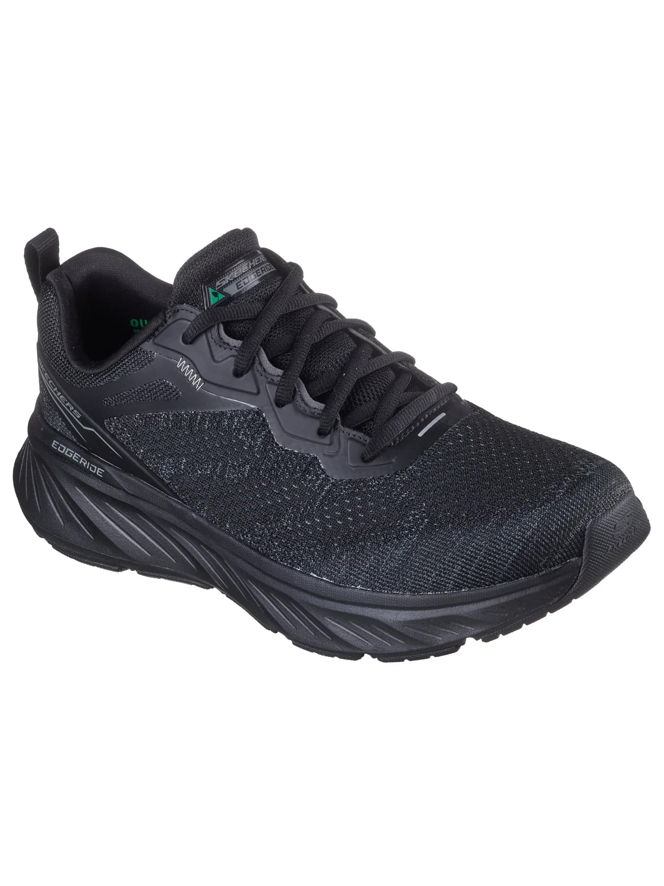 Men's Black Edgeride Round Toe Lace-Up Mesh Sneakers