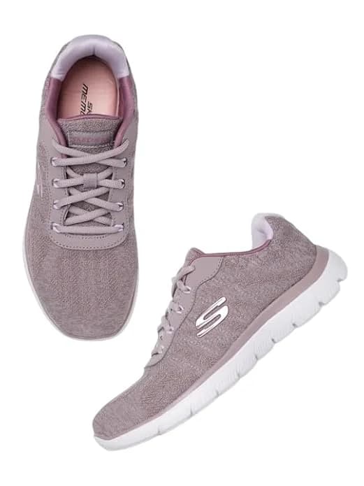 Women's Pink Summits Round Toe Lace-Up Mesh Sneakers