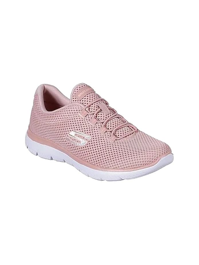 Women's Pink Summits Quick Lapse Round Toe Slip-On Mesh Slip-Ons Sneakers