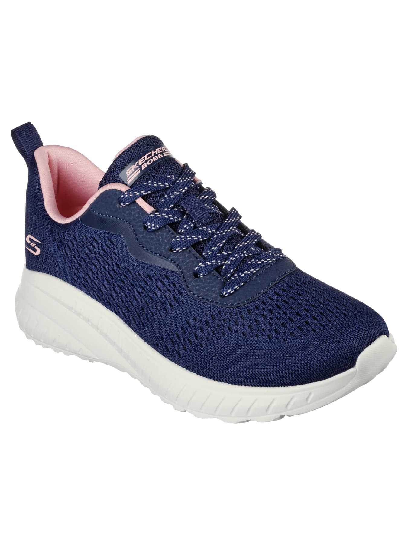 Women's Navy Bobs Squad Chaos Round Toe Lace-Up Mesh Sneakers
