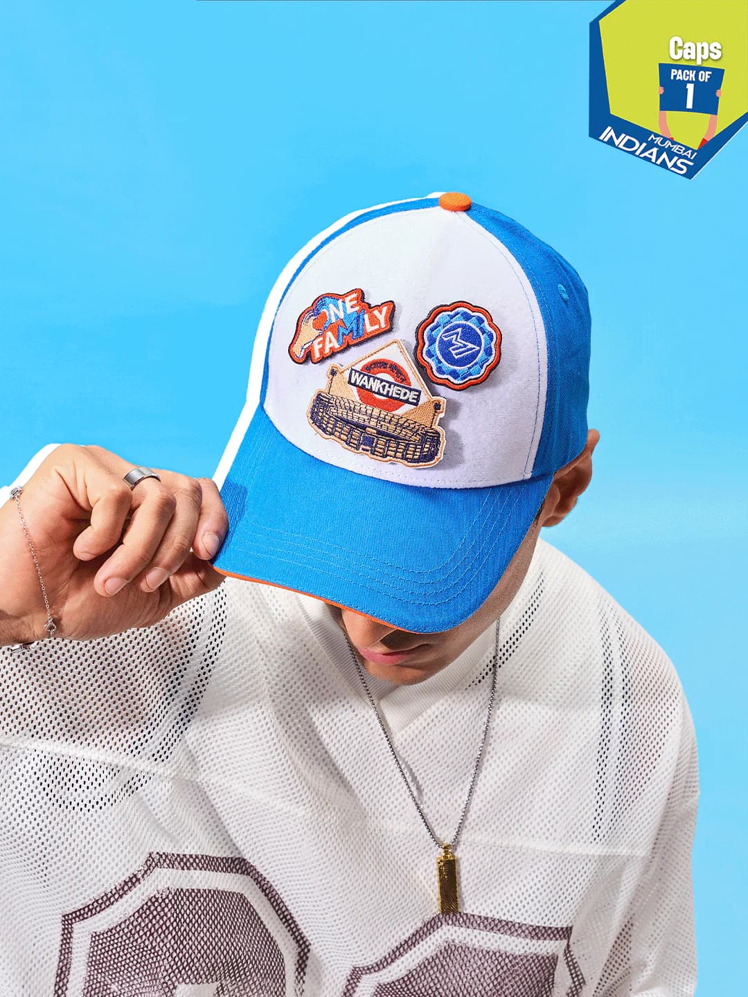 Unisex Blue Color Mute Fit Velcro Cap - 100% Cotton - Adjustable Strap - Pack of 1