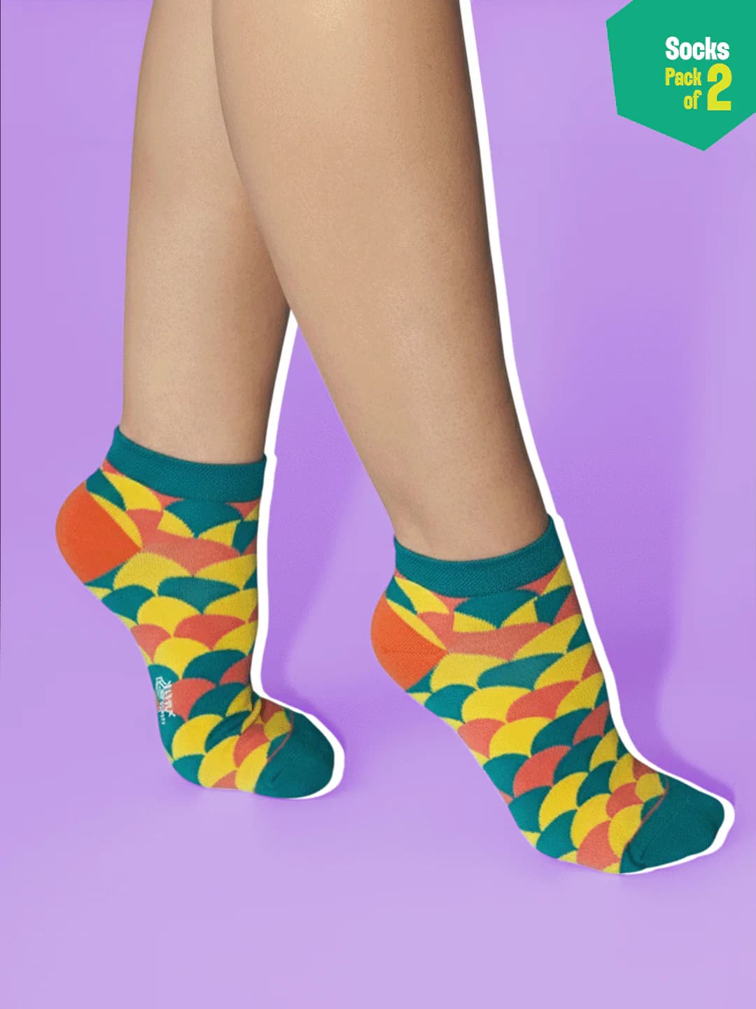Unisex Multicolor Stripes Ankle Length Socks - 100% Organic Cotton - Pack of 2