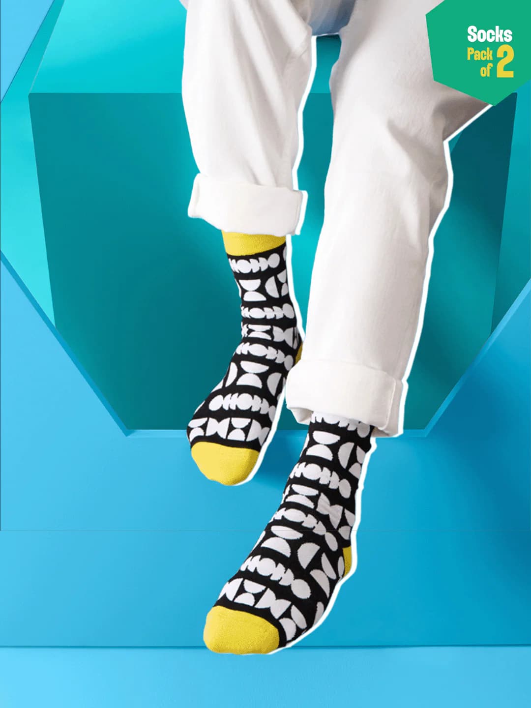 Unisex Multicolor In Great Shape Crew Length Socks - 100% Bamboo - Pack of 2