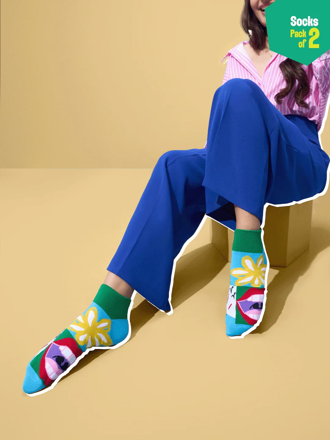 Unisex Multicolor Pop Culture Ankle Length Socks - 100% Bamboo - Pack of 2
