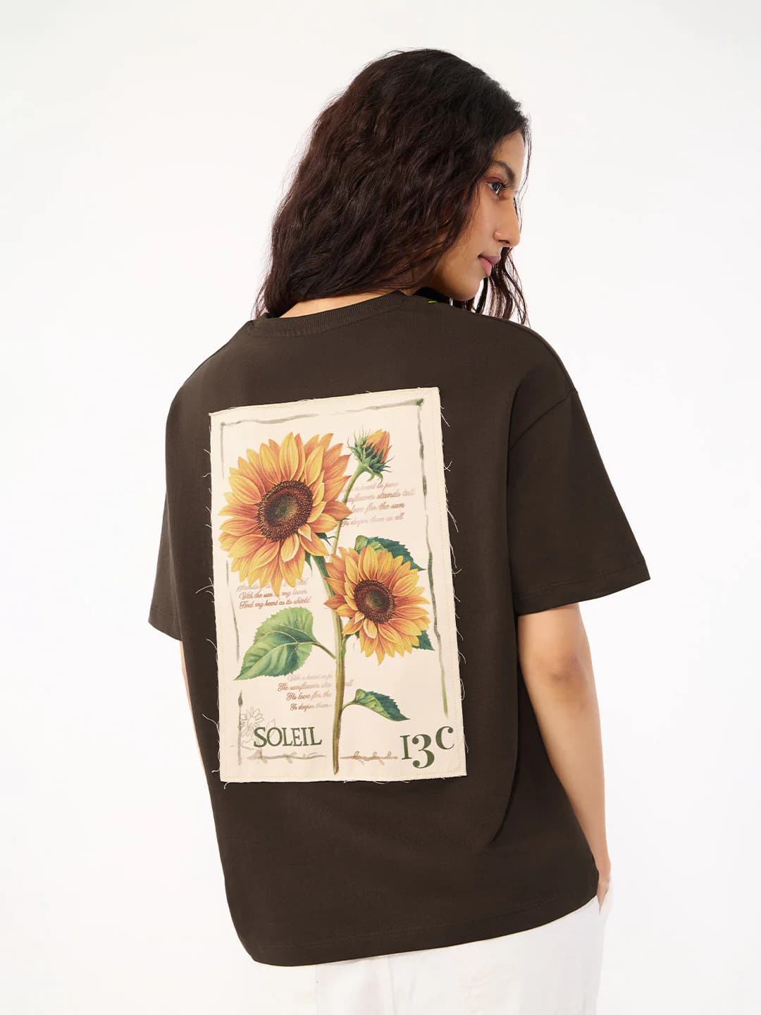 Women's Brown Casual Oversized Fit Printed Half Sleeves Tshirt