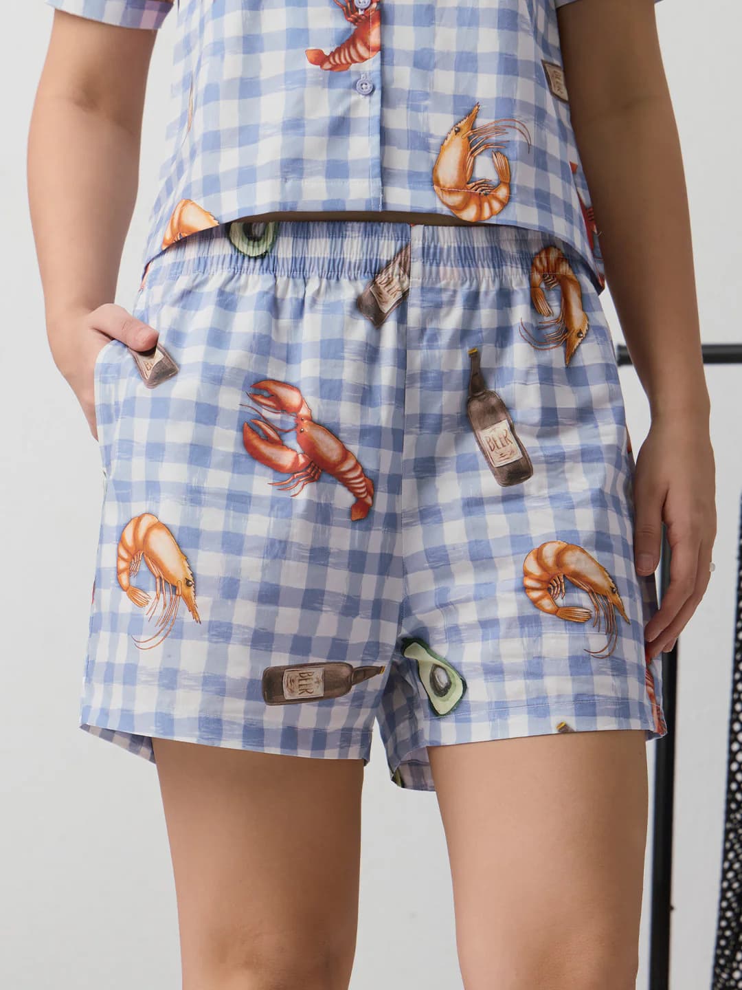 Women's Coast Printed Blue Lounge Shorts