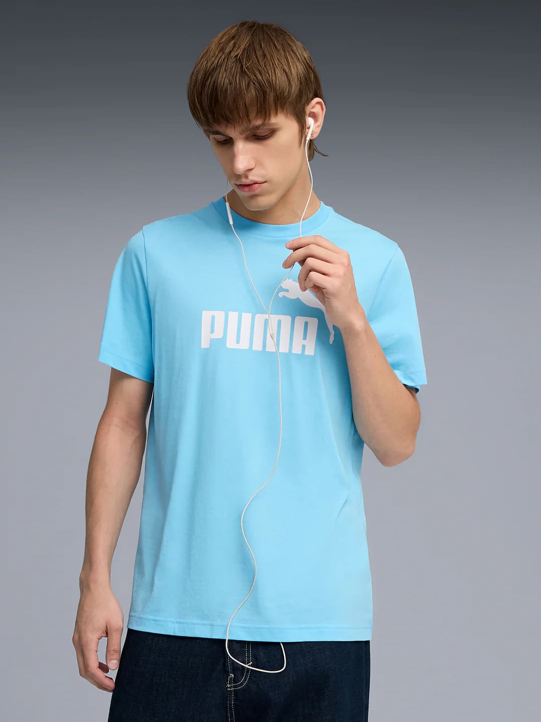 Men's Blue Casual Half Sleeves Printed Round Neck Tshirt