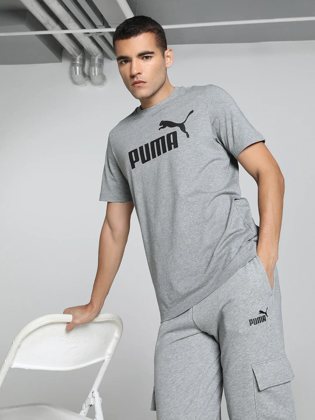 Men's Grey Casual Half Sleeves Printed Round Neck Tshirt