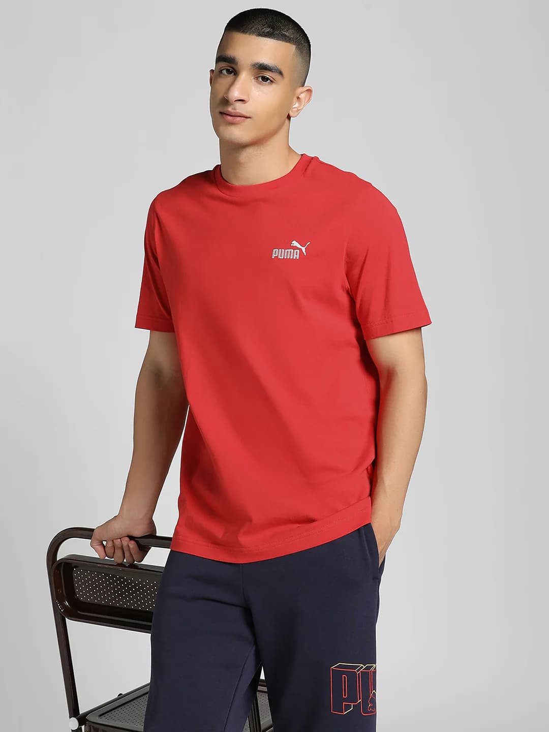 Men's Red Casual Half Sleeves Printed Round Neck Tshirt