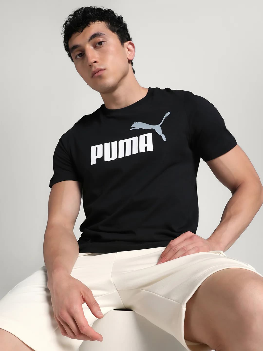 Men's Black Casual Half Sleeves Printed Round Neck Tshirt