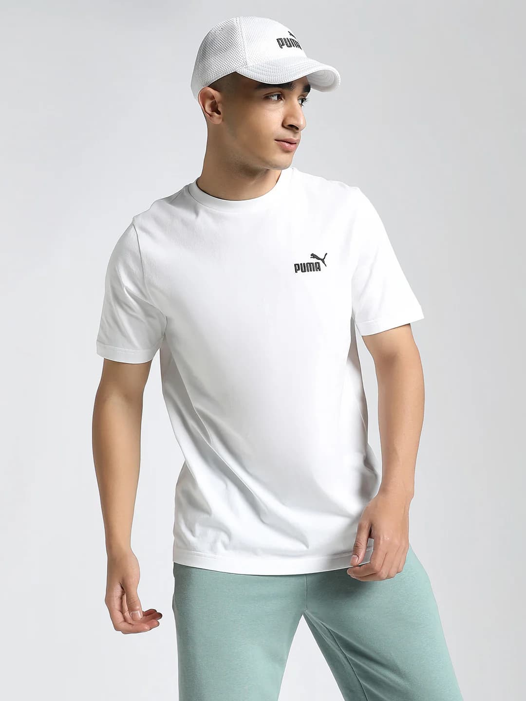Men's White Casual Half Sleeves Printed Round Neck Tshirt