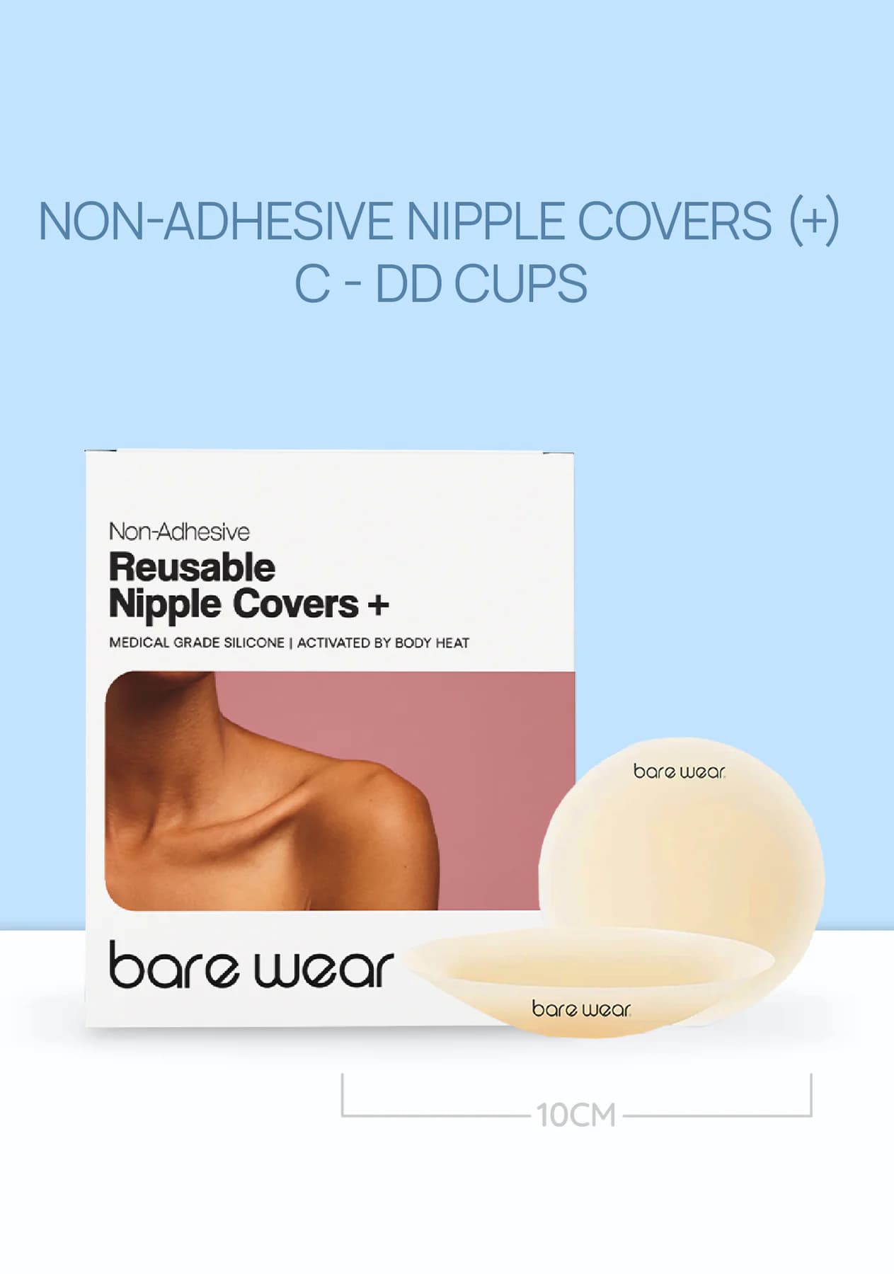 Women's Beige Non-Adhesive Nipple Covers Plus Not Sticky Grippy Reusable Nipple Pasties Plus - 10 cm