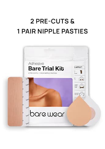 Women's Trial Kit Pack of Pre-Cut Body Tape Strips 7.5 cm Width and Stick-On Cotton Nipple Pasties Suitable for A–J- Cup Sizes - 1 Pair