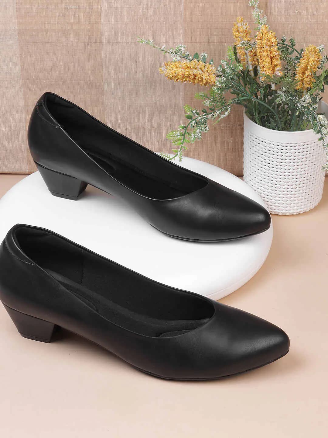 Women's Black Formal Synthetic Pump Heels