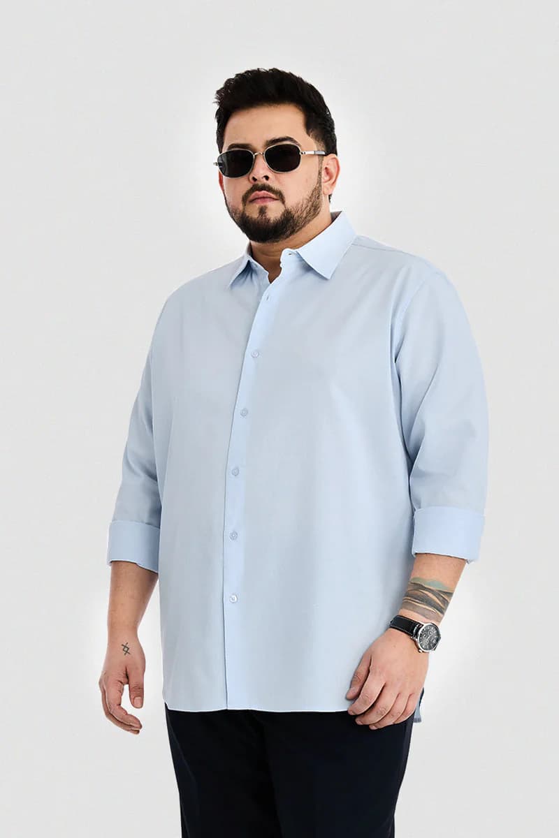 Men's Blue Casual Full Sleeves Solid Shirt