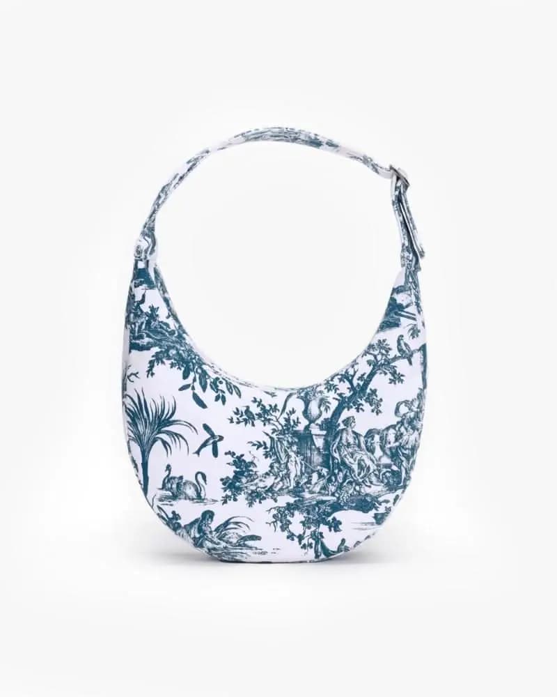 Women's White Casual Printed Riverine Moon Bag