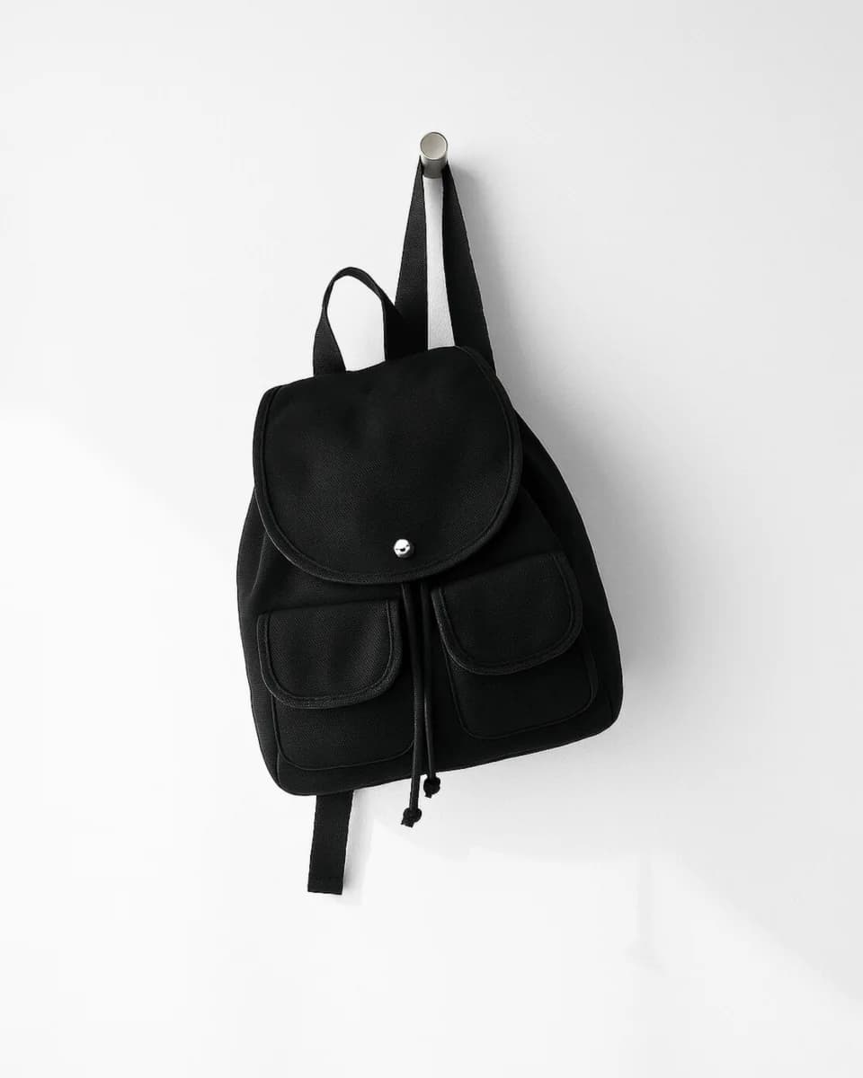 Unisex Black Casual Solid Shadow Hopper Backpack