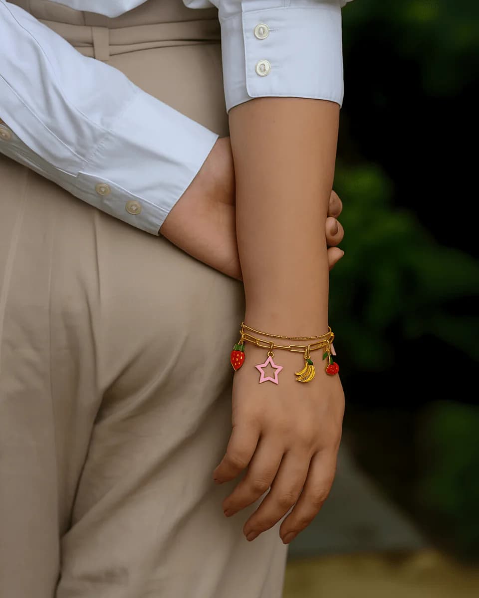 Women's 18k Gold Plated Sweet Spot Stainless Steel Charm Bracelet