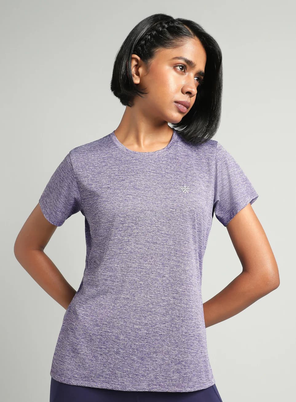 Women's Purple Sports Textured Active Tshirt