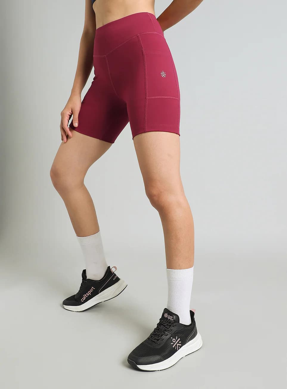 Women's Red Sports Solid Skinny Fit Comflex Cycling Shorts