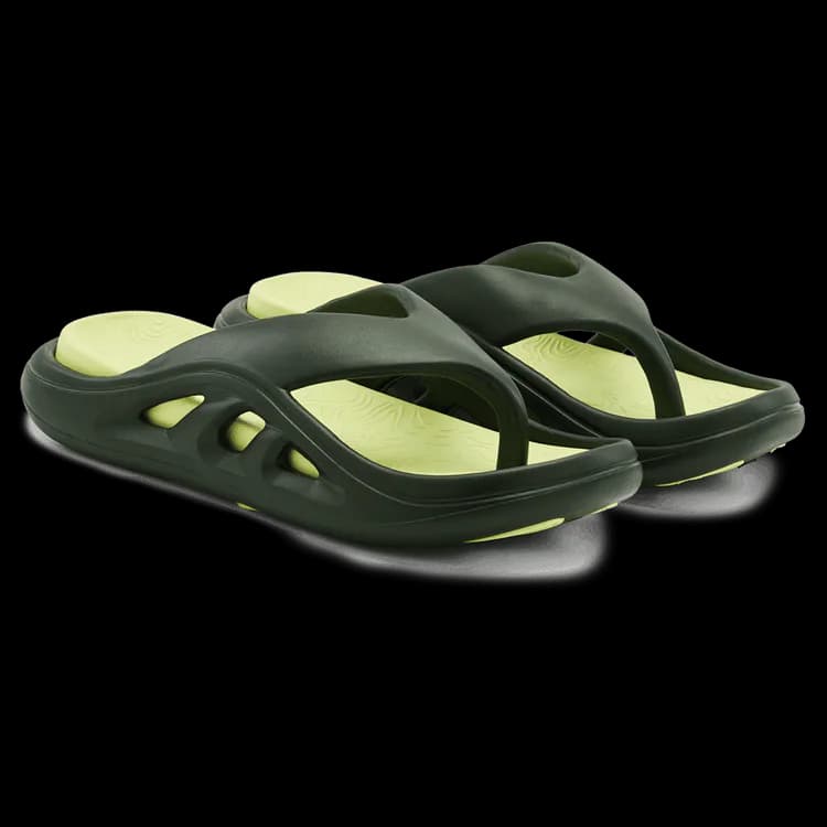 Unisex Green Round Toe Low-Top Flip-Flops