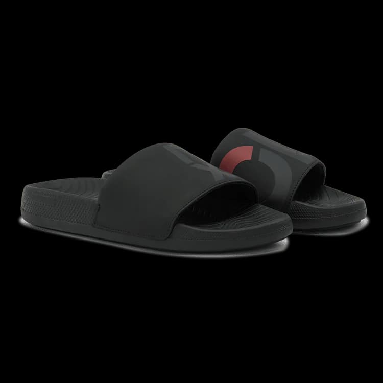 Unisex Black Round Toe Low-Top Rest Slides