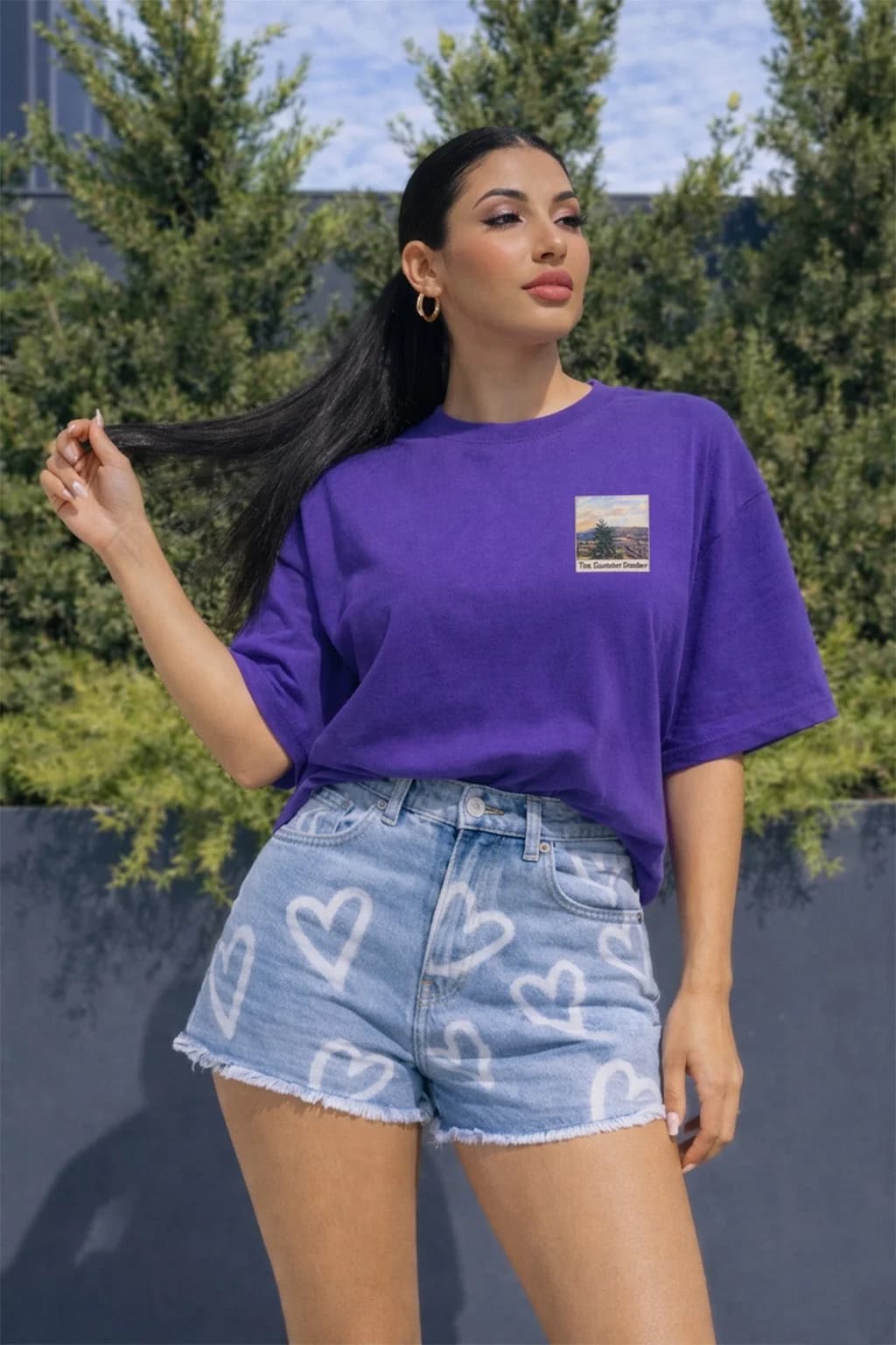 Women's Blue Casual Printed Oversized Fit Tshirt