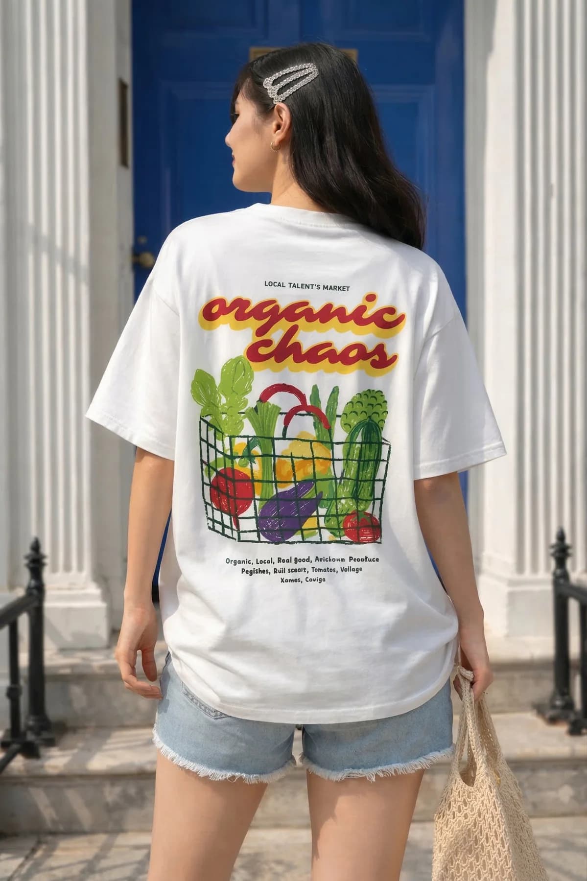 Women's White Casual Printed Oversized Fit Tshirt