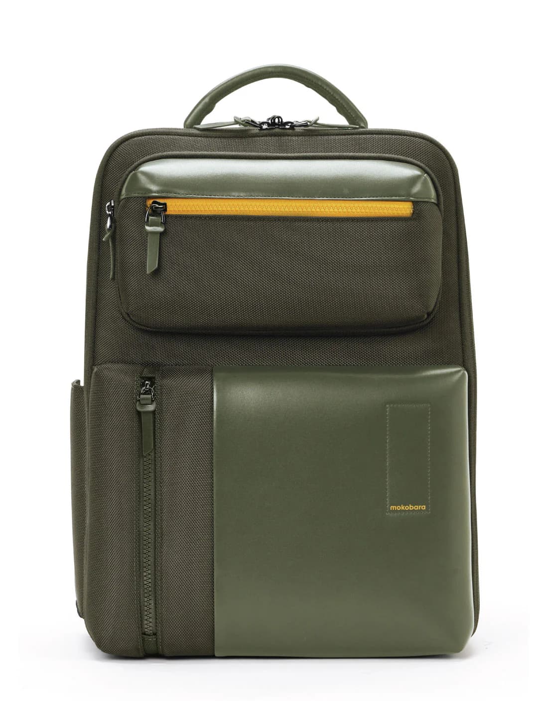 Unisex Olive and Yellow Nylon Top Handle The Work Backpack - 19L