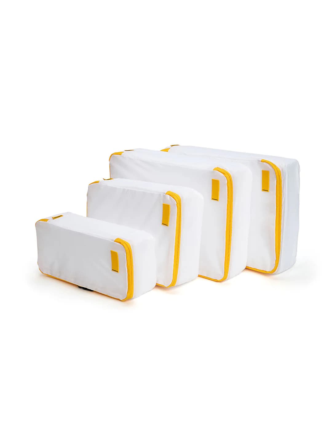 Unisex White and Yellow Synthetic No Handle The Packing Cubes Bag - Set of 4
