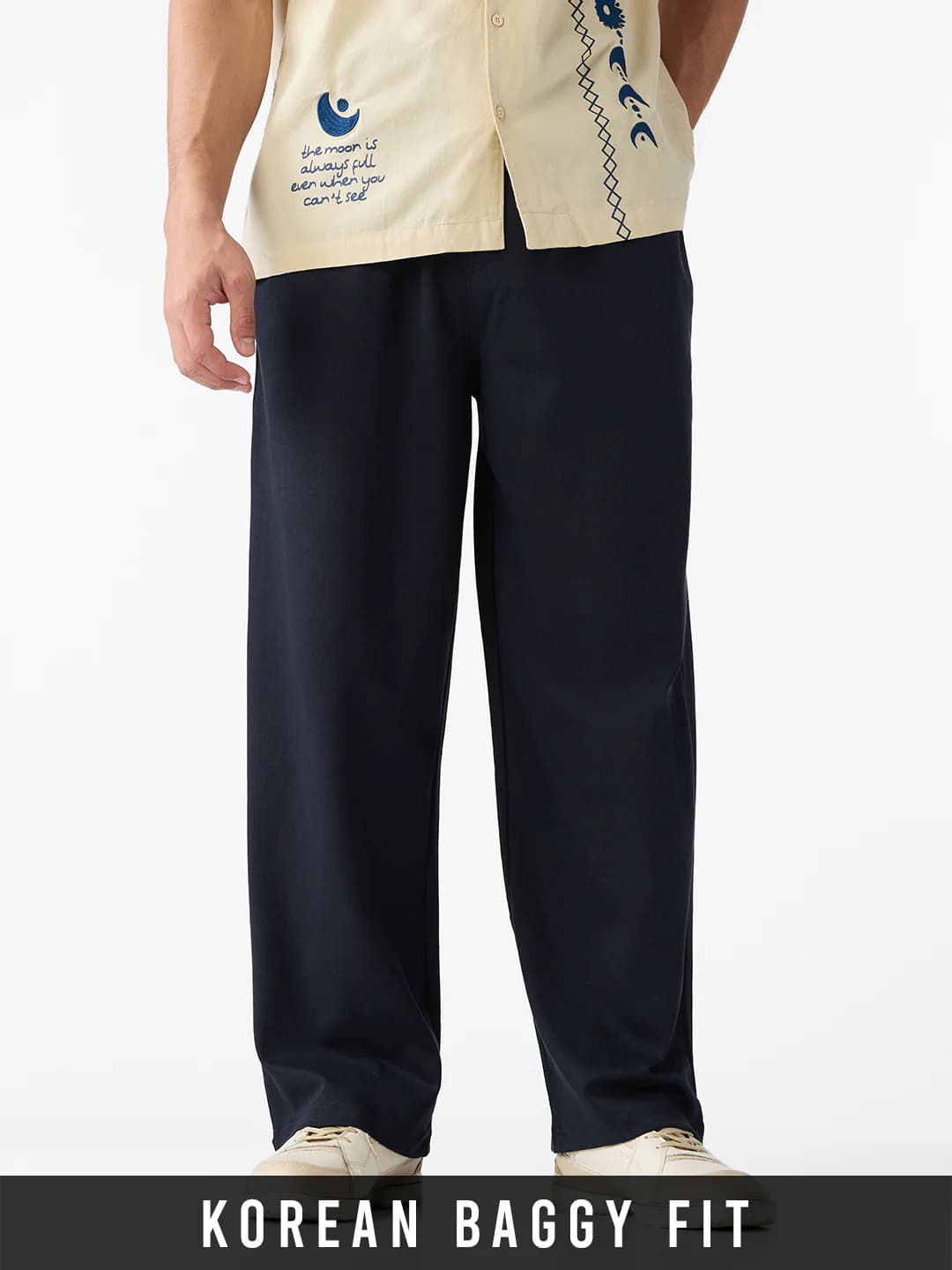 Men Navy Casual Mid Rise Baggy Fit Trackpant