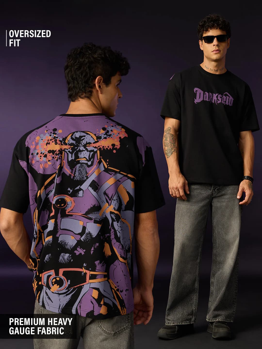 Men's Black Casual Oversized Fit Half Sleeves Tshirt