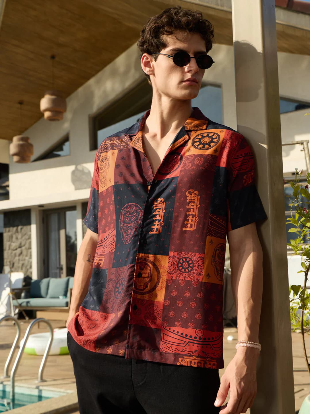 Men's Brown Casual Regular Fit Half Sleeves Shirt
