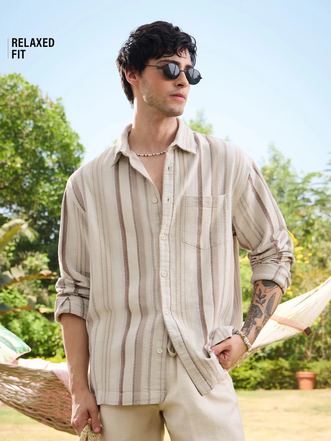 Men's Cream Casual Regular Fit Full Sleeves Shirt