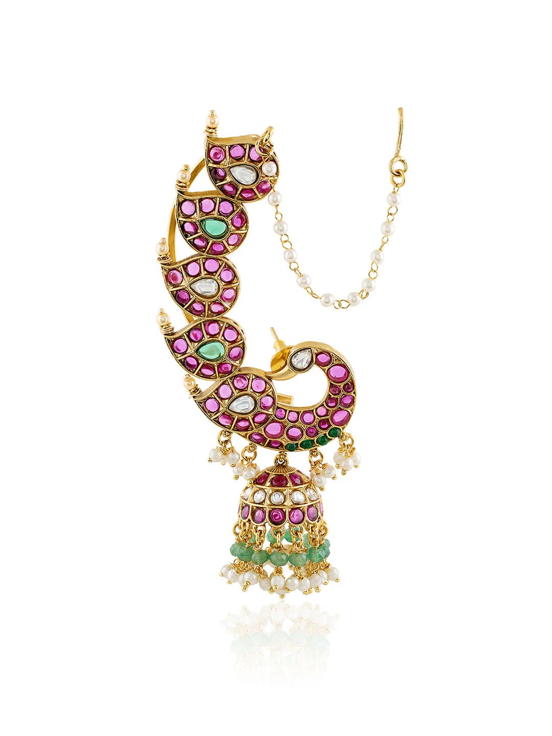 Women's Multicolor Gold Temple Statement Jhumkas