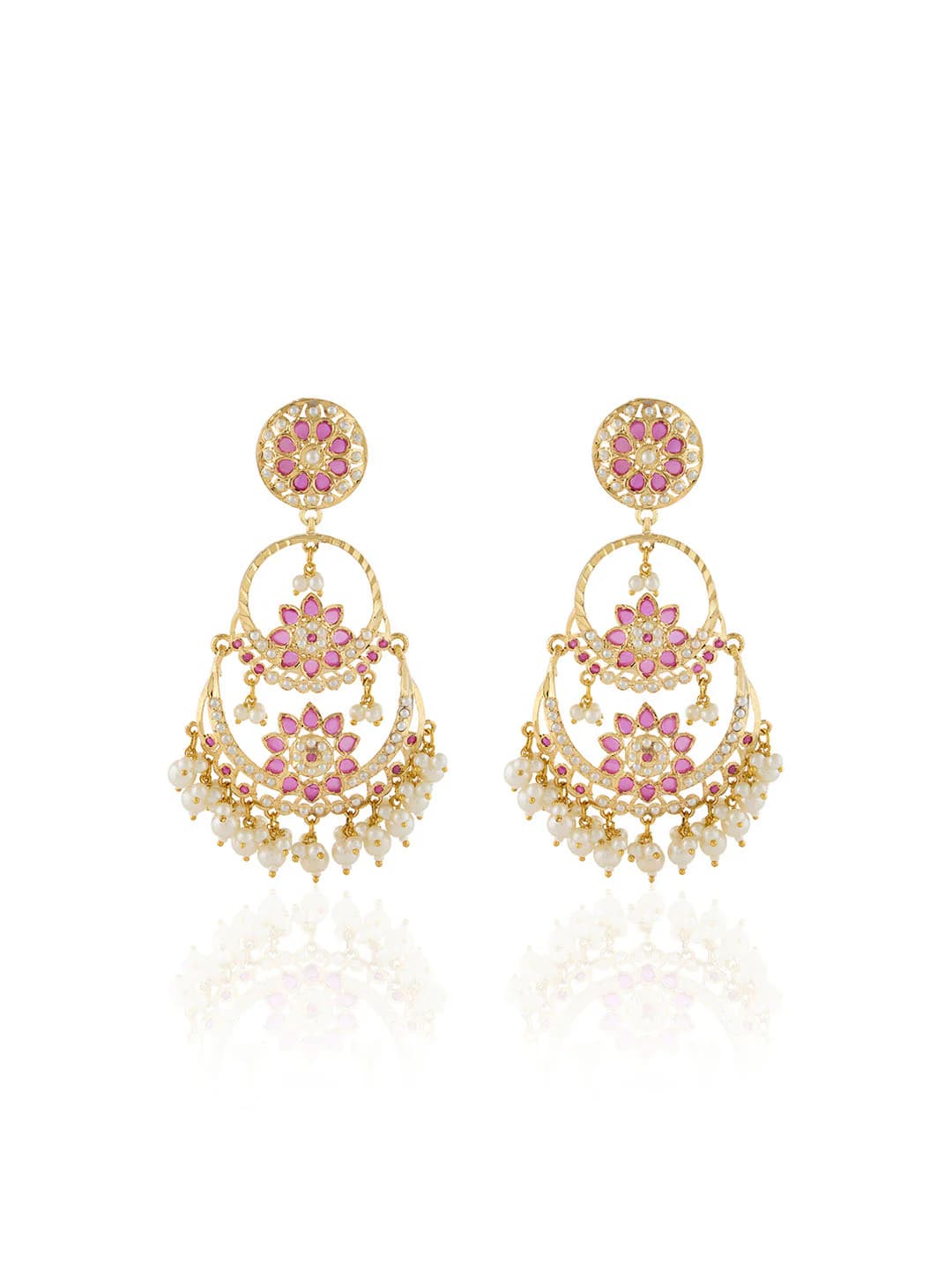 Women's Gold Jadau Teen Chaandbaalis