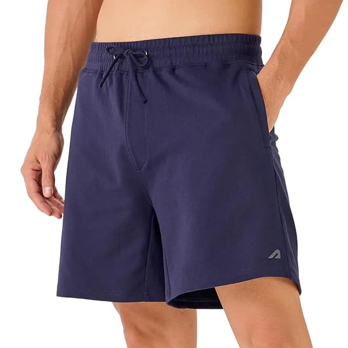 Men's Navy Sports Solid Regular Fit Gym Shorts
